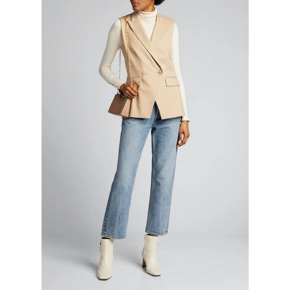 Veronica Beard Anouka Linen Blend Vest Sleeveless Khaki Tan Beige Blazer Size 0 - Picture 1 of 7